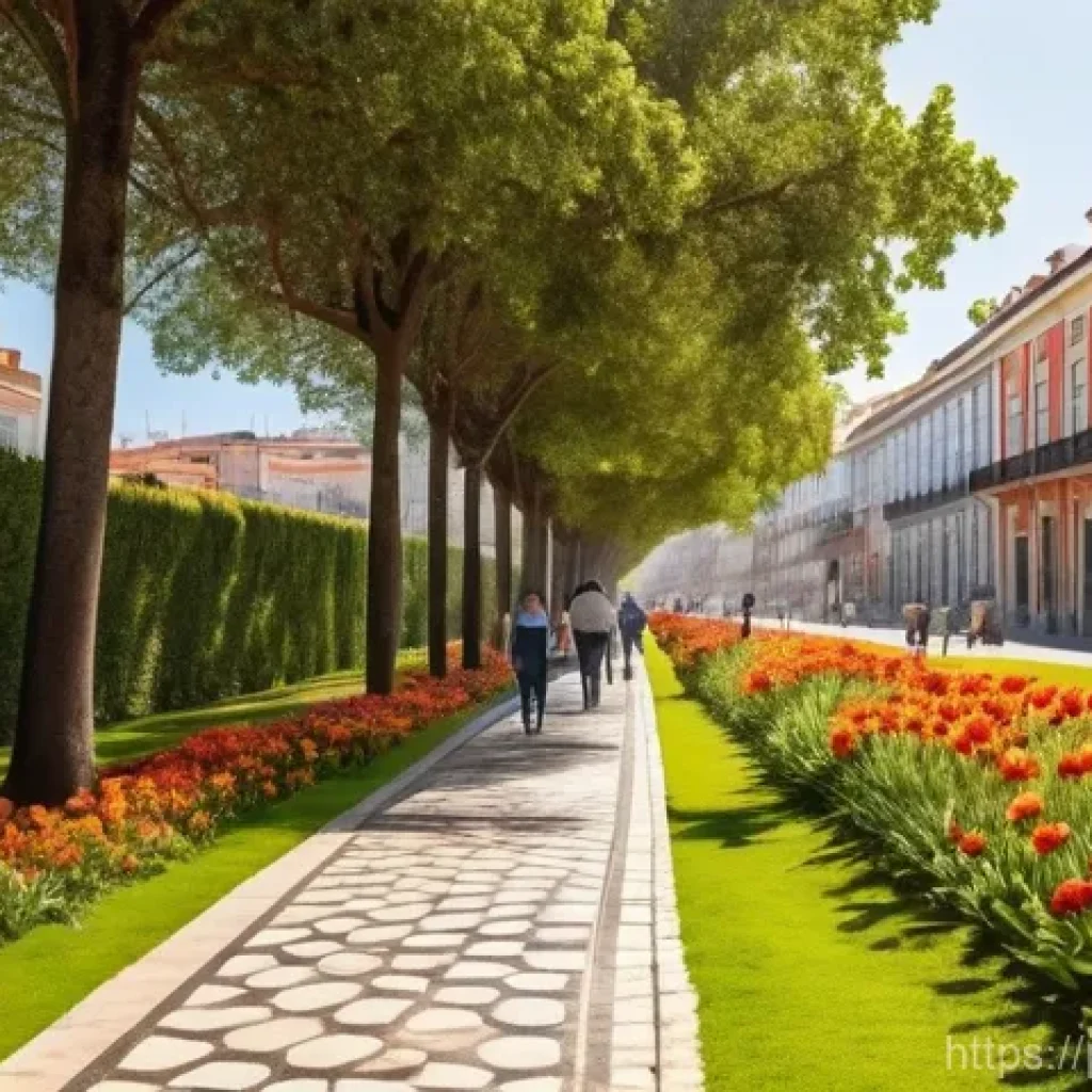 생태계 복원 기술과 도시 녹화 - **"A vibrant urban park in a Portuguese city, bathed in warm sunlight. Diverse groups of people of a...
