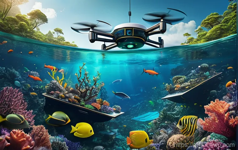 생태계 복원 기술과 국민 참여 - **Prompt:** A visually stunning depiction of advanced technology seamlessly integrated with natural ...