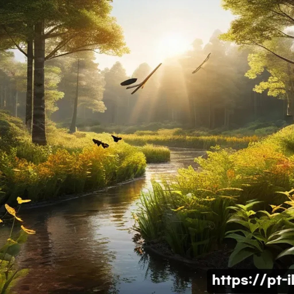 생태계 복원 기술과 생태계 서비스 - **Prompt 1: "A futuristic ecological restoration project where advanced technology harmonizes with n...