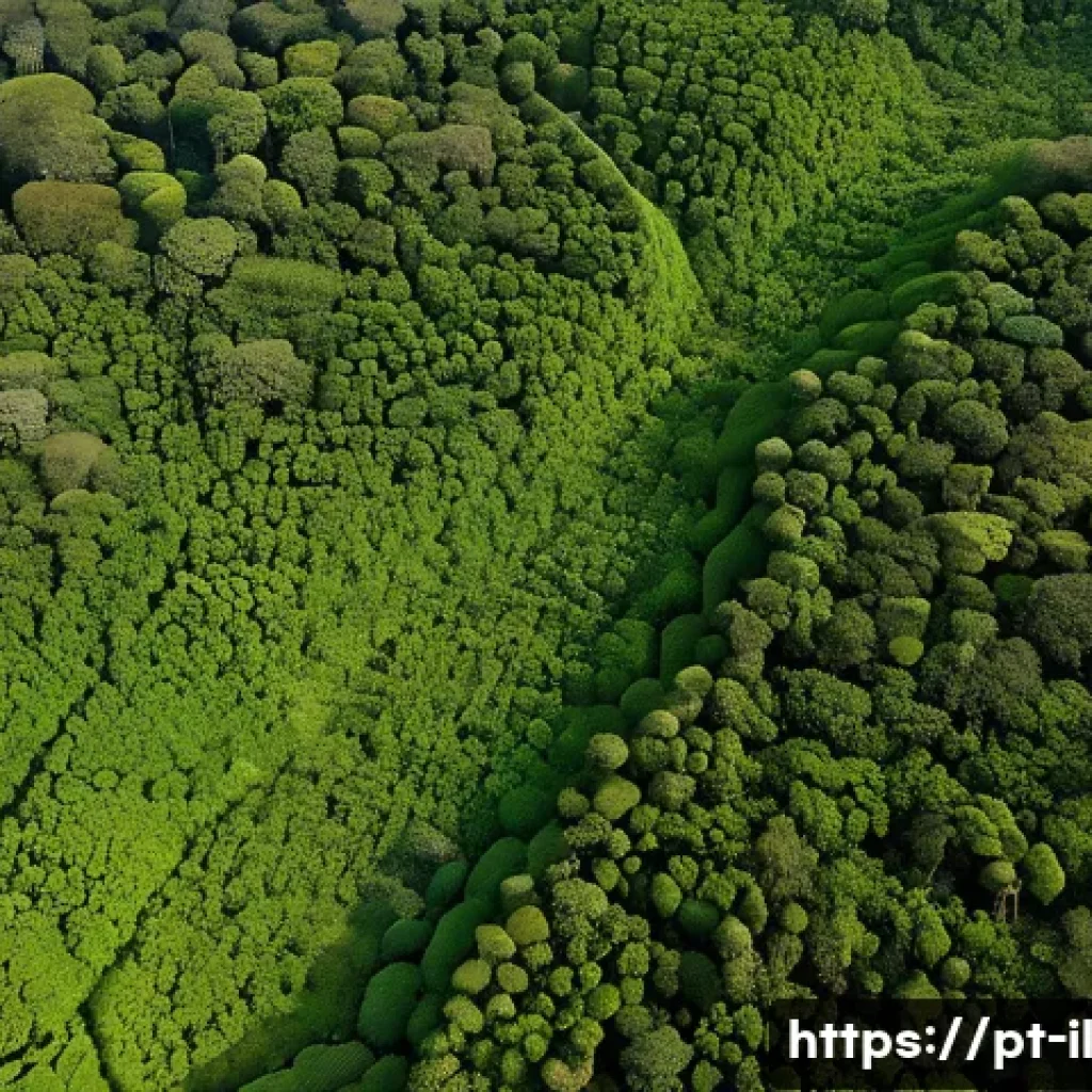 생태계 복원 기술의 데이터 기반 분석 - A detailed aerial view of a lush Brazilian rainforest restoration site captured by a drone equipped ...